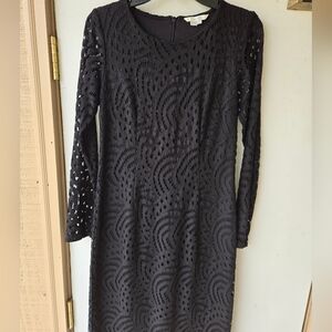 Boden NWOT Black Cotton Midi Long-Sleeve Lace Dress